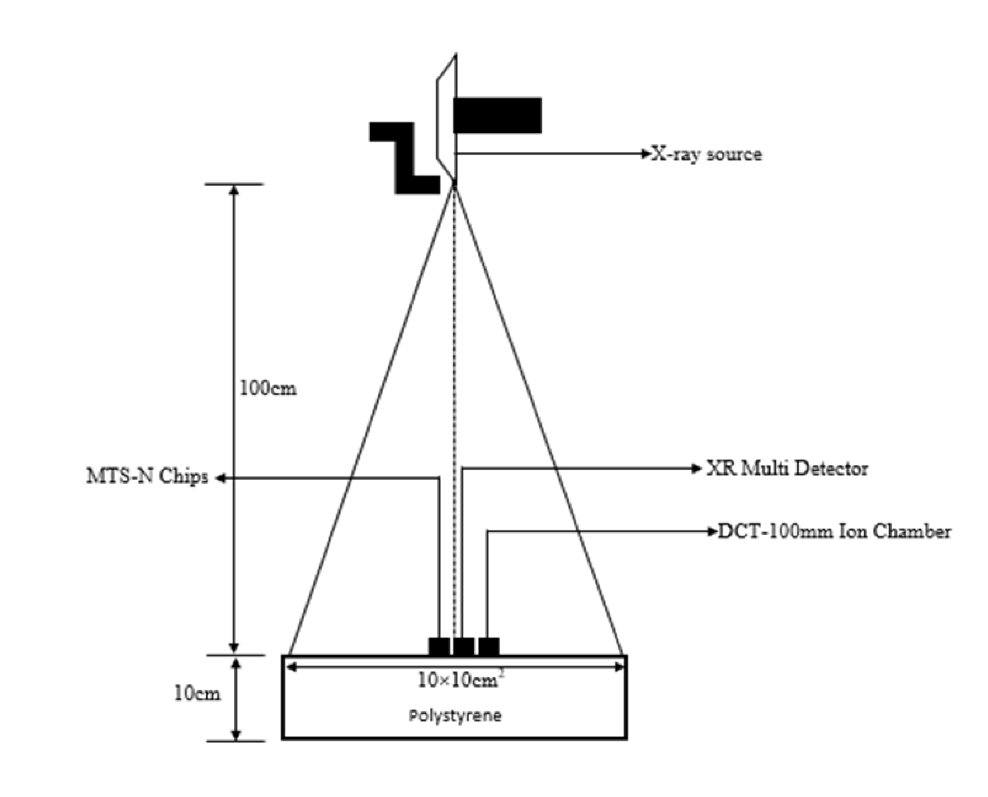 etup for the measurement of ESAK with ionization chamber (the MTS-N chips were arranged in this manner and numbered serially).